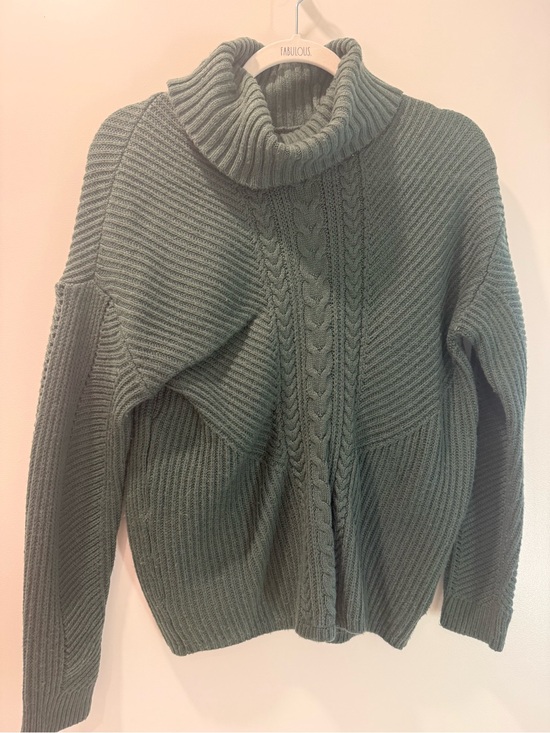 Guess Sweaters - Guess Cable-Knit Turtleneck Sweater in Sage Green